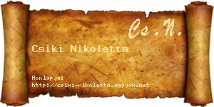 Csiki Nikoletta névjegykártya